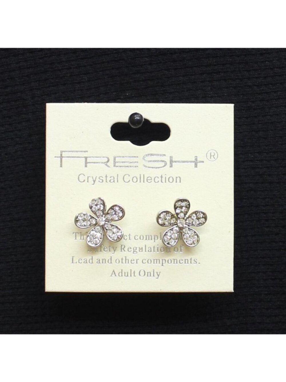 NWT Fresh Collection Flower Petal Studded Post Earrings Silver Gray / Clear .5